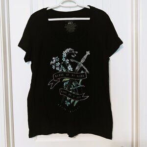 Outlander Blood of My Blood Short Sleeve T-Shirt - Black - Size 2